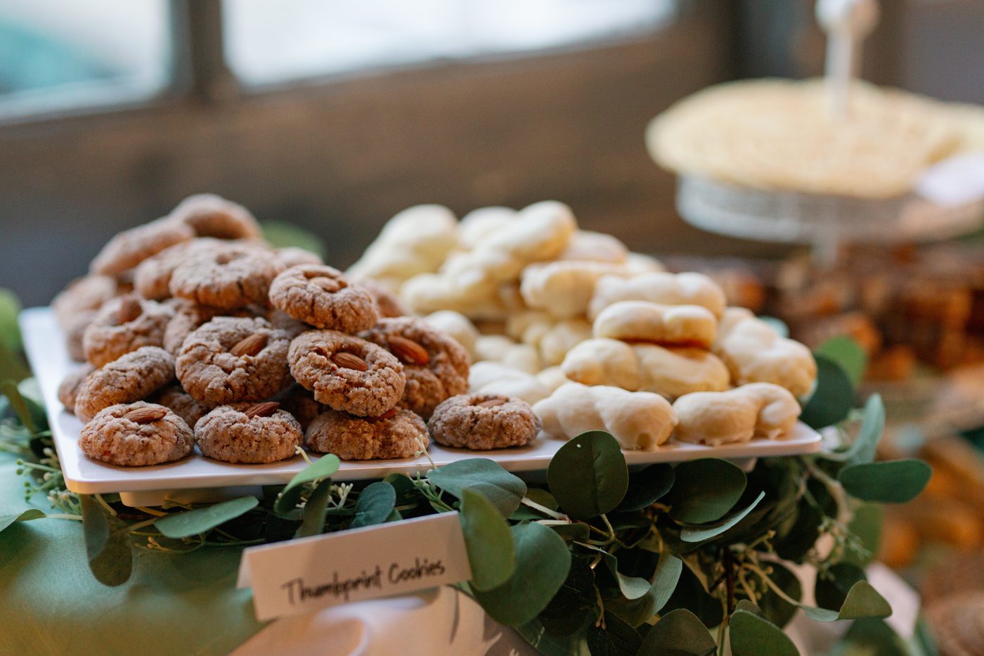 Almond thumbprint and iced S cookies